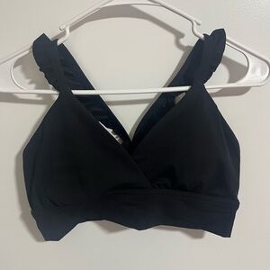 aerie Black Ruffle Strap Bralette